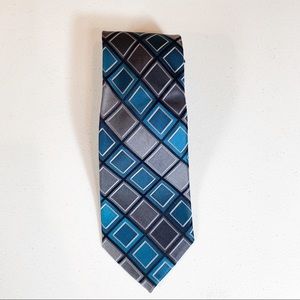 Mens Axcess Silk Silver and Blue Neck Tie